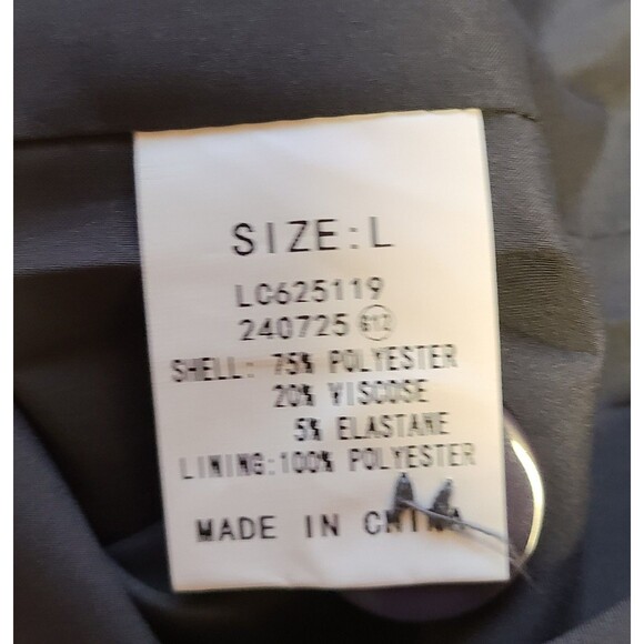 Women's Large Gray Two Piece Suit Blazer & Pants Stretchy Waistband Wide Leg - Picture 14 of 15